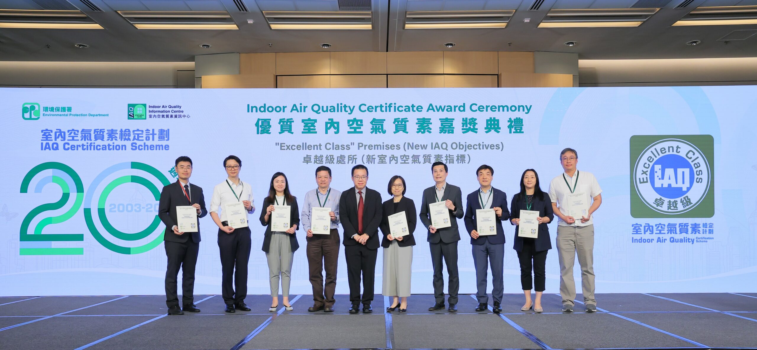 Organisations with “Excellent Class” Premises (New IAQ Objectives)